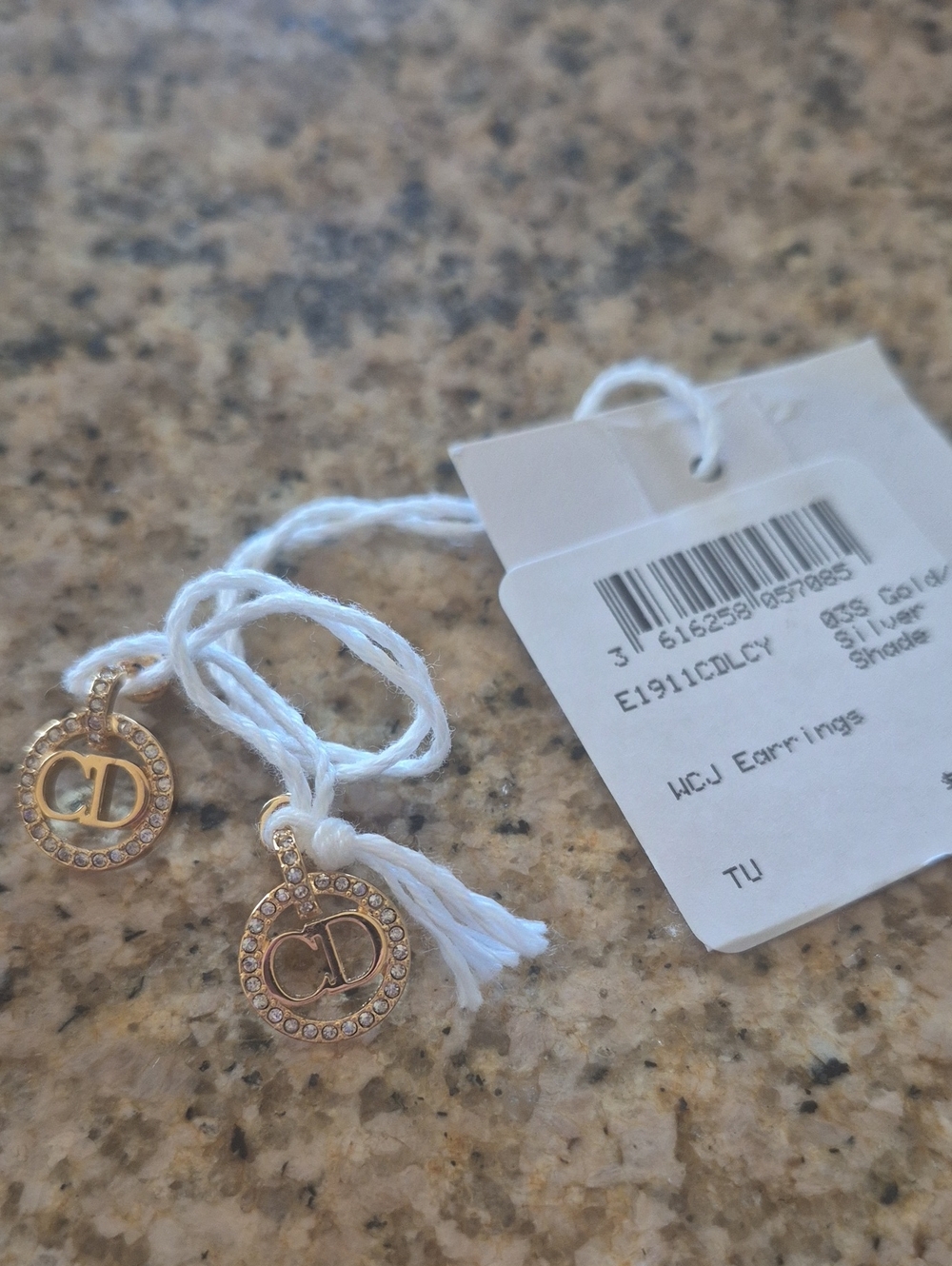 Dior Gold-Tone Crystal CD Circle Drop Earrings